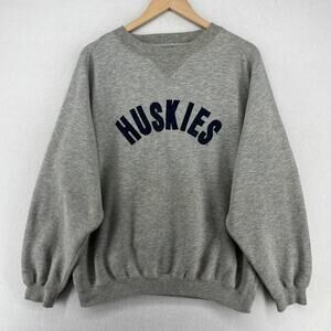 UCONN Sweatshirt Adult L Huskies University CT College Fleece Pullover Gray